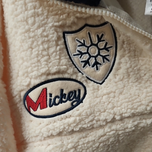 Disney Adultss Winter Sports Fleece Pullover - Cream and Navy - Picture 2 of 6